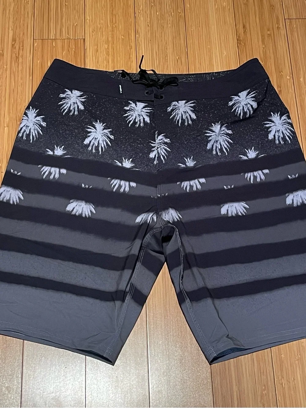 O'Neill Black & Gray Palm Stripe Board Shorts